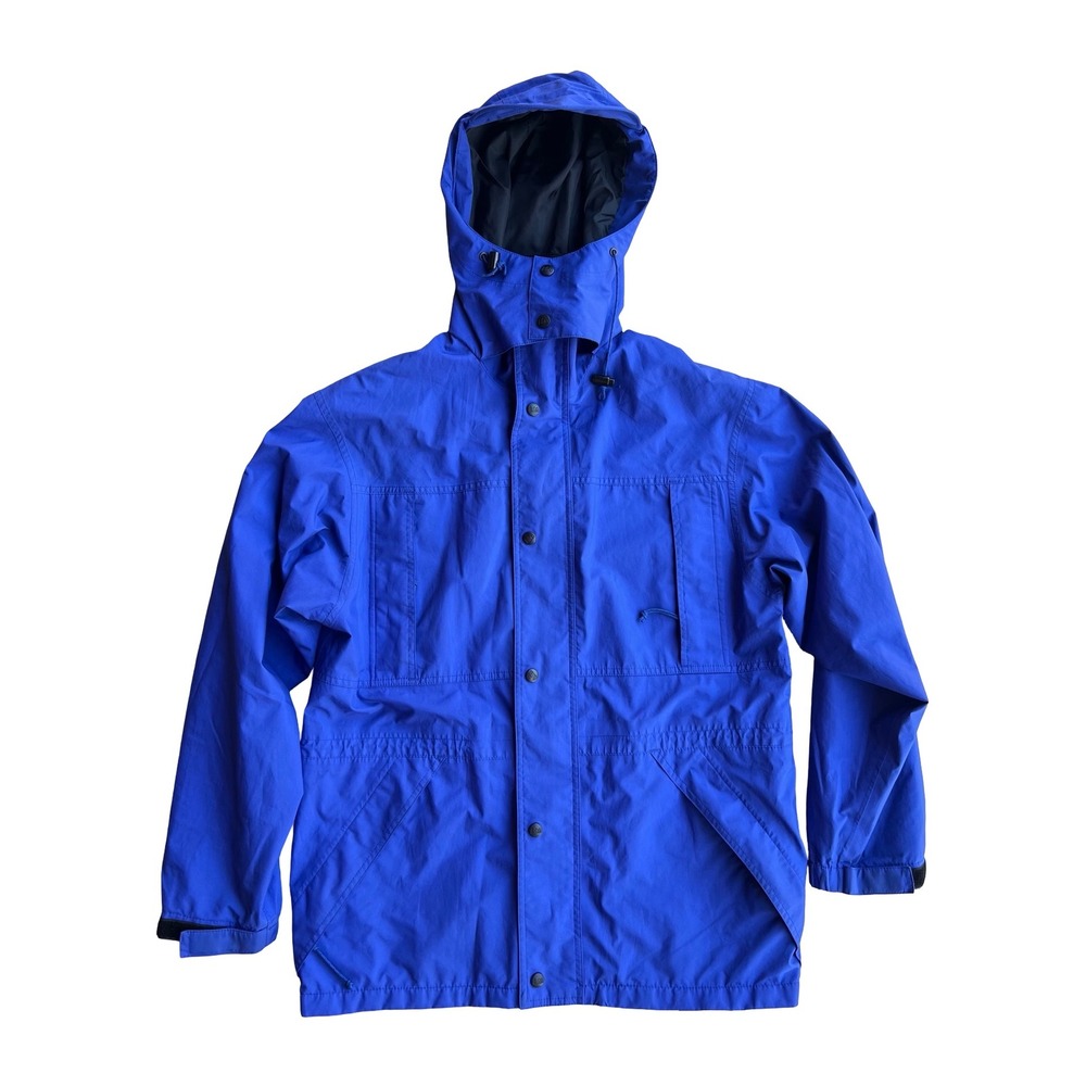 VTG REI Gore-Tex Blue Mountain Parka Jacket Mens S Hooded Rain Coat Outdoors